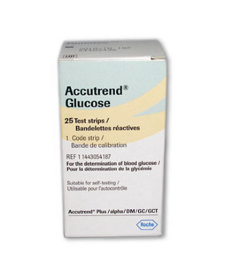 Тест-полоски Аккутренд Глюкоза (Accutrend Glucose), 25 штук Roche Тест-полоски Аккутренд Глюкоза (Accutrend Glucose) качественное и количественное определение глюкозы в свежей капиллярной крови. 